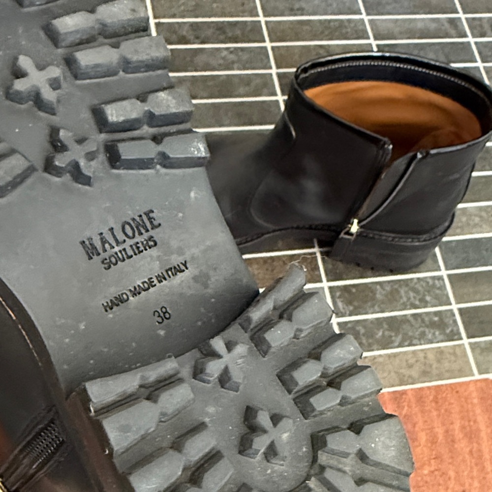 Malone Soulliers Black Leather Women’s Ankle Boots Sz 38 (or US 8) - Picture 8 of 10